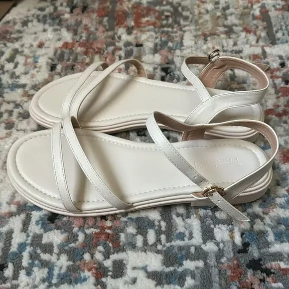 Cream/White Strappy  Sandals - Picture 6 of 6